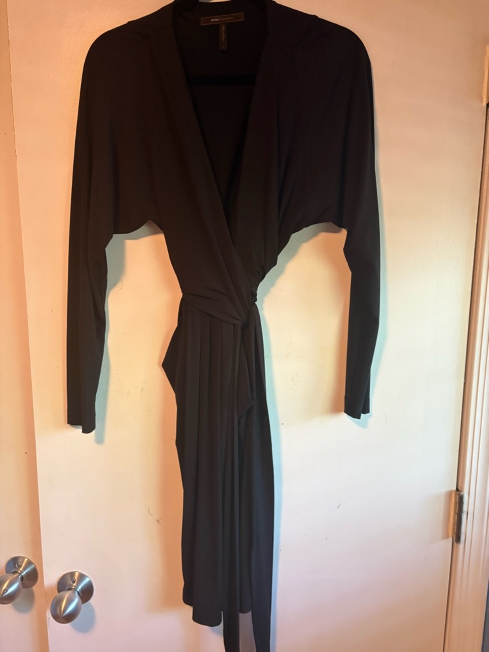 BCBGMaxAzria Black Long-Sleeve Wrap Dress